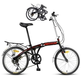 DRAGDS Folding Bike DRAGDS 20Inch Student Folding Bike, 7-Speed Variable Speed Bicycle, Suspension System Small Ultra-Light Portable Bike of Adjustable, 20 inch