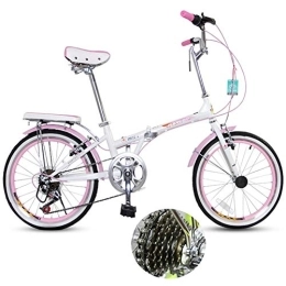 DRAGDS Folding Bike DRAGDS 20Inch Student Folding Bike, 7-Speed Variable Speed Carbon Steel Bicycle, Suspension System Bike of Adjustable for Adult and Teen, 20 inch