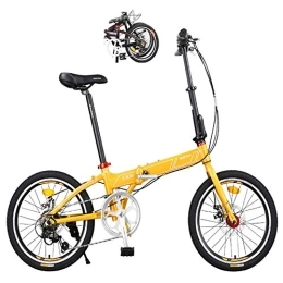 DRAGDS Folding Bike DRAGDS 20Inch Student Folding Bike, 7-Speed Variable Speed Lightweight Bicycle of Double Disc Brake, Free Installationn, Anti-Skid Tires for Adult and Teen, 20 inch