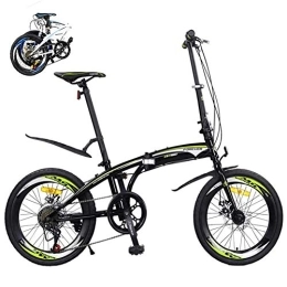 DRAGDS Bike DRAGDS 20Inch Variable Speed Folding Bike, City Mini Road Bike for Adult and Student, 7-Speed Cycling Foldable Bicycle, Lightweight Carbon Steel Bicycle with Disc Brake, 20 inch