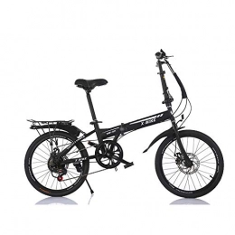 DRAKE18 Folding Bike DRAKE18 Variable speed folding bicycle, 20 inch 6 speed variable adult bicycle double disc brake soft tail carbon steel cross country outdoor riding trip, Black