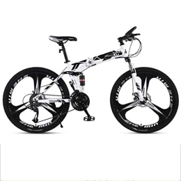Dsrgwe Bike Dsrgwe 26inch Mountain Bike, Folding Carbon Steel Frame Bicycles, Full Suspension and Dual Disc Brake, 21-speed, 24-speed, 27-speed (Color : Black, Size : 27-speed)