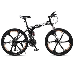 LADDER Folding Bike Dsrgwe 26inch Mountain Bike, Folding Hardtail Bicycles, Full Suspension and Dual Disc Brake, Carbon Steel Frame (Color : White, Size : 21-speed)