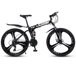 Dsrgwe Bike Dsrgwe Hardtail Mountain Bike, Steel Frame Folding Bicycles, Dual Suspension and Dual Disc Brake, 26inch Wheels (Color : Black, Size : 24-speed)