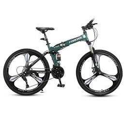 Dsrgwe Bike Dsrgwe Mountain Bike, Carbon Steel Frame Folding Bicycles, Dual Suspension and Dual Disc Brake, 26inch Wheels (Color : B, Size : 24-speed)