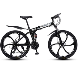 Dsrgwe Folding Bike Dsrgwe Mountain Bike, Folding Bicycles, Steel Frame, Dual Suspension and Dual Disc Brake, MTB Bike, 26inch Wheels (Color : Black, Size : 24-speed)