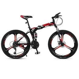 Dsrgwe Bike Dsrgwe Mountain Bike, Folding Hard-tail Mountain Bicycles, Carbon Steel Frame, Dual Suspension and Dual Disc Brake, 26inch Wheels (Color : Red, Size : 27-speed)