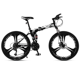 Dsrgwe Bike Dsrgwe Mountain Bike, Folding Hard-tail Mountain Bicycles, Carbon Steel Frame, Dual Suspension and Dual Disc Brake, 26inch Wheels (Color : White, Size : 21-speed)