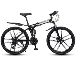 Dsrgwe Bike Dsrgwe Mountain Bike, Folding Mountain Bicycles, Dual Suspension and Dual Disc Brake, MTB Bike (Color : Black, Size : 24-speed)