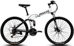 DPCXZ Bike Dual Disc Brake Folding Bike, 21-Speed Hardtail Mountain Bikes Shock-Absorbing Anti-Slip Mountain Bike for Students and Urban Commuters White, 24 inches