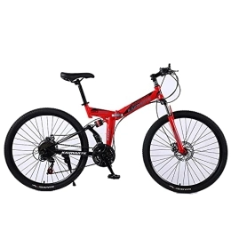 ASPZQ Bike Dual Disc Brake Folding Bike, Comfortable Mobile Portable Compact Lightweight Folding Mountain Bike Adult Student Lightweight Bike, C, 24 inch 21 speed