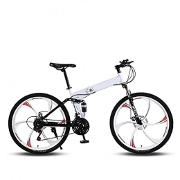 ASPZQ Bike Dual Disc Brake Folding Bike, Comfortable Mobile Portable Compact Lightweight Folding Mountain Bike Adult Student Lightweight Bike, White, 24 inches