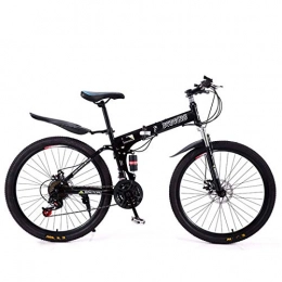BEIGOO Bike Dual Disc Brakes Folding Bike, Folding Mountain Bike For Male And Female Adult, 21 Speed Gears Full Suspension MTB Bike-black-26inch