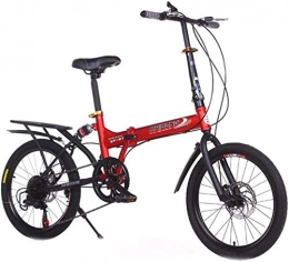 Generic Folding Bike Dual Suspension Mountain Bikes Comfort & Cruiser Bikes Foldable Mountain Bike Students Adult 20 Inches Wheel Variable Speed Bicycle (Color : Black)-Red