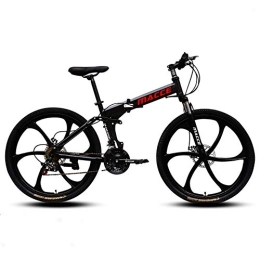 DULPLAY Bike DULPLAY Dual-suspension Adult Mountain Bike, Men's Disc Brake All Terrain Mountain Bicycle, Folding Mountain Bikes Black 24", 27-speed