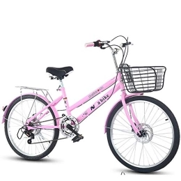 DULPLAY Bike DULPLAY Foldable Bicycle, Lightweight Commuter City Bike 7 Speed Easy To Install For Adult Unisex Pink Single Speed Speed 24inch