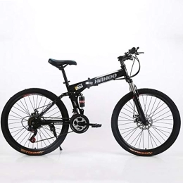 DULPLAY Bike DULPLAY Suspension Fork Shock Absorpicn Mountain Bicycle, Folding Mountain Bike For Adults, Men's Folding Mountain Bikes Black 24", 21-speed