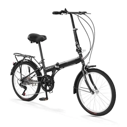 Dxcaicc Folding Bike Dxcaicc Adult Folding Bike, for Mens and Womens, 20-inch Wheels Foldable Bicyle, 7-Speed Drivetrain, Rear Carry Rack, Black