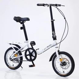 Dxcaicc Bike Dxcaicc Foldable Bicycle, 14 inch Single Speed Folding Bike, Double disc brake Handle seat height adjustable, Adult Portable Bicycle City Bicycle, White