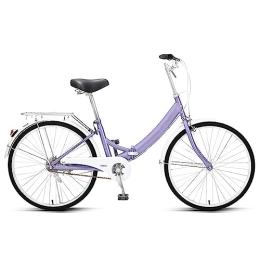 Dxcaicc Foldable Bicycle, 24 Inch Adult Folding Bike Handle seat height adjustable Foldable Bike, High Carbon Steel Frame, Portable Bicycle City Bicycle,Purple