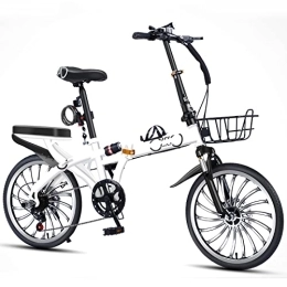 Dxcaicc Bike Dxcaicc Foldable Bicycle Folding Bike with 7 Speed Gears 16 / 20 inch Portable Bike High Carbon Steel Frame City Bicycle for Adult Men and Women Teens, White, 16 inch