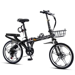 Dxcaicc Folding Bike Dxcaicc Foldable Bicycle Folding Bike with 7 Speed Gears and Fenders, Height Adjustable High Carbon Steel Frame City Bicycle Easy Folding, Black, 20 inch