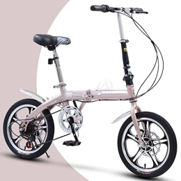 Dxcaicc Folding Bike Dxcaicc Folding Bike 16 Inch Carbon Steel Foldable Bicycle Small Unisex Folding Bicycle 6-Speed Variable Speed for Adult Men and Women Teens, Pink