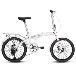 Dxcaicc Bike Dxcaicc Folding Bike, 7 Speed Gears Portable Bike 20 inch High Carbon Steel Frame Easy Folding City Bicycle for Adult Men and Women Teens, White