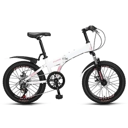 Dxcaicc Bike Dxcaicc Folding Bike, Foldable Bicycle with 7 Speed Gears and Fenders, Height Adjustable, 20 inch Portable Bike for Adult Men and Women Teens, White