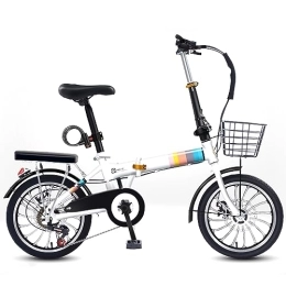 Dxcaicc Folding Bike Dxcaicc Folding Bike, Lightweight Folding Bike, 7 Speed Foldable Frame, 16 / 20 Inch Full Suspension Bicycle for Men or Women, White, 20 inch