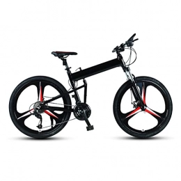 DXDHUB Folding Bike DXDHUB 24 / 26 / 27.5" Wheel Diameter, 27 Speed Unisex Mountain Bike, Aluminum Frame, Foldable. (Color : Black)