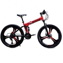 Dybory Bike Dybory Foldable Mountain Bike, Bicycle 26 Inches 27 Speed Steel Frame Dual Disc Brake Folding Bike, Adjustable Seat 3-Spoke Wheels, High-Carbon Steel Frame, Red