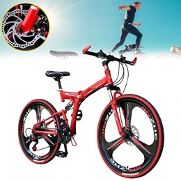 DYWOZDP Bike DYWOZDP 21-Speed Foldable Mountain Bike, Fully Suspention Dual Disc Brakes, Suitable for Height 150-170CM, Portable City Bicycle Adult Student, 24 Inches
