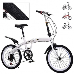 DYWOZDP Folding Bike DYWOZDP Folding Bicycle City Bike, Adult Student Portable Commuter Cycling Bikes, Lightweight Outdoor Leisure Bicycle, 6 Speed Shock Absorber, 20 Inch, White