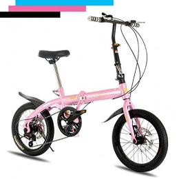 DYWOZDP Bike DYWOZDP Folding Bike City Compact Bicycle, 6-Speed Cycling Commuter Foldable Bicycle, Lightweight Outroad Mountain Bike for Student Office Worker Urban Environment, 16 Inch, Pink