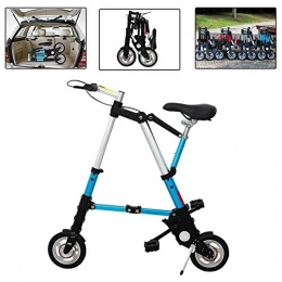 DYWOZDP Bike DYWOZDP Portable Folding Mini Bike, Comfortable Adjustable Seat, Lightweight City Bicycle with Pneumatic Tire, Small Portable Bicycle Damping Bicycle for Adult Student, 8 Inch, Blue, 2