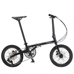 EASSEN Bike EASSEN 16-inch Folding Mountain Bike, 9 Speed Mountain Bicycle Foldable With Luo Molybdenum Steel Frame & Double Disc Brake, Front Suspension Anti-Skid Shock-absorbing Fron matte black