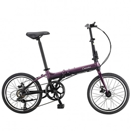 EASSEN Bike EASSEN 20-inch Folding Mountain Bike, 7 Speed Aluminum Frame With Dual Disc Brakes， Front Suspension Anti-Skid Shock-absorbing Front Fork, Load 150kg Outdoor Adult Bike purple black