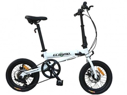 ECOSMO Folding Bike ECOSMO 16" Lightweight Alloy Folding City Bike Bicycle, 6 SPDual Disc brakes - 16AF01W