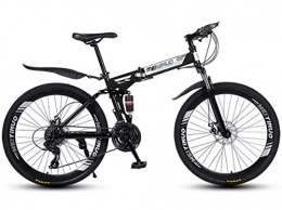 EDOSTORY Adult Mountain Bike, Folding Bike High Carbon Steel Frame, Full Suspension Mountain Bike, Double Disc Brake, PVC Pedal,Black