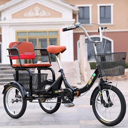 Dongshan Bike Elderly force tricycle adult folding three-wheel tricycle 3-wheel bike ladies man unisex bicycles shopping outing with rear seat and vegetable basket, load-bearing 160kg