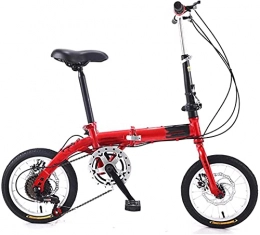 Eortzzpc Folding Bike Eortzzpc Adult Work Bike Road Folding Bicycle, for Men 14 Inch Wheel Carbon Racing Front and Rear Mechanical Ride, for Urban Environment and Commuting To and From Get Off Work (Color : Red)