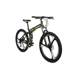 EUROBIKE Folding Bike Eurobike 17inch Adult Folding Bike Steel Frame Mountain Bikes Full Suspension Foldable Bicycle (Green)