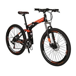 EUROBIKE Folding Bike Eurobike 27.5 Inch Adult Folding Bike Mountain Bike For Men 18Inch Steel Bike Frame (Regular Wheel Orange)