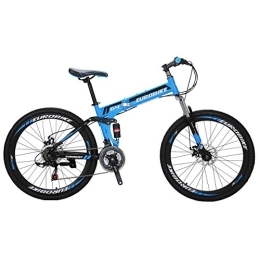 EUROBIKE Folding Bike Eurobike Foldable Bike, 26 Inch Comfortable Lightweight 21 Speed Finish Great Suspension Folding Bike for Men Women - Students and Urban Commuters (NOTE Not suitable for Taller than 6'1") Blue