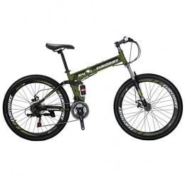 EUROBIKE Folding Bike Eurobike Foldable Bike, 26 Inch Comfortable Lightweight 21 Speed Finish Great Suspension Folding Bike for Men Women - Students and Urban Commuters (NOTE Not suitable for Taller than 6'1") Green