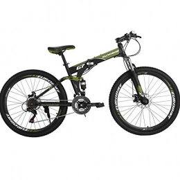 Eurobike Folding Bike 21 Speed Full Suspension Bicycle 27.5 inch MTB (Armygreen)