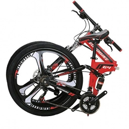 EUROBIKE Folding Bike Eurobike Folding Mountain Bicycles 3 Spoke Wheels Bike G4 (red)