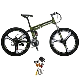 EUROBIKE  Eurobike Folding Mountain Bike 26 inch for Men and Women Adult Bicycles 3 Spoke Wheels Bike (green)