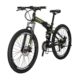 EUROBIKE  Eurobike Folding Mountain Bike for Adults Full Suspension Bicycle 26 / 27.5 inch Foldable Bikes for Mens (G7 Armygreen)